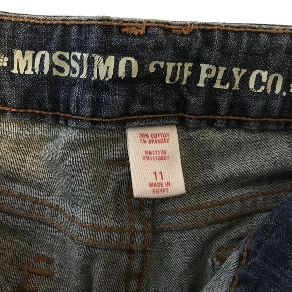 MOSSIMO Women Super Flare Bootcut Jeans Sz 8 Blue Distressed Low Rise 32" Inseam - Picture 7 of 7